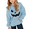 thumbnail image 1 of Abcomgle Girls Halloween Hoodie 7-8 Horror Pumpkin Face Sweatshirts with Hooded Casual Long Sleeve Girls Pullover Top with Pocket Fall Holiday Sweaters for Teens, 1 of 6