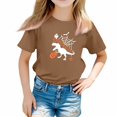 thumbnail image 1 of Abcomgle Girls Halloween Shirts 10-12 Spooky Dinosaur Graphic Tshirts for Kids Crewneck Short Sleeve T-Shirts for Girls Fall Funny Scary Tee Top Girls,11-12 Years, 1 of 4
