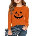 thumbnail image 1 of Abcomgle Girls Halloween Shirts 10-12 Spooky Pumpkin Face Graphic Tshirts for Girls Crewneck Long Sleeve Shirts for Kids Girls Fall Funny Cute Tee Top Girls,8-9 Years, 1 of 5