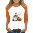 thumbnail image 1 of Abcomgle Girls Halloween Shirts 10-12 Spooky Spooky Skeleton Graphic Tee Shirts for Girls Crewneck 3/4 Raglan Sleeve T-Shirts for Girls Fall Funny Scary Blouses for Girls,4-5 Years, 1 of 4