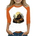 thumbnail image 1 of Abcomgle Girls Halloween Shirts 5t Spooky Gothic Style Graphic T-Shirts for Girls Crewneck 3/4 Raglan Sleeve T-Shirts for Kid Girls Fall Funny Holiday Top for Girls,4-5 Years, 1 of 4