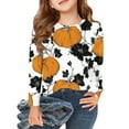 thumbnail image 1 of Abcomgle Girls Halloween Shirts 5t Spooky Maple Leaf Pumpkin Shirts for Kids Girls Crewneck Long Sleeve Shirts for Kids Fall Funny Holiday Tee Top Girls,7-8 Years, 1 of 4