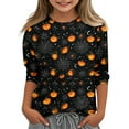 thumbnail image 1 of Abcomgle Girls Halloween Shirts 5t Spooky Pumpkin Graphic Shirts for Kids Crewneck 3/4 Sleeve T Shirts for Girls Fall Funny Cute Tee Top Girls,5-6 Years, 1 of 7