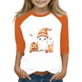 thumbnail image 1 of Abcomgle Girls Halloween Shirts Size 14 Spooky Ghost Drinking Coffee Tee Shirts for Girls Crewneck 3/4 Raglan Sleeve T-Shirts for Girls Fall Funny Cute Tee Top Girls,6-7 Years, 1 of 4