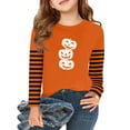 thumbnail image 1 of Abcomgle Girls Halloween Shirts Size 14 Spooky Pumpkin Face Graphic Shirts for Kids Crewneck Long Sleeve T-Shirts for Kid Girls Fall Funny Scary Blouses for Girls,6-7 Years, 1 of 5