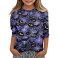 thumbnail image 1 of Abcomgle Girls Halloween Shirts Size 6 Spooky Bat Spider Graphic Tshirts for Girls Crewneck 3/4 Sleeve T Shirts for Girls Fall Funny Scary Tee Top Girls,3-4 Years, 1 of 5