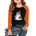 thumbnail image 1 of Abcomgle Girls Halloween Shirts Size 6 Spooky Ghost Drinking Coffee Shirts for Kids Crewneck Raglan Long Sleeve Shirts for Kids Girls Fall Funny Scary Top for Girls, 1 of 6