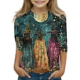 thumbnail image 1 of Abcomgle Girls Halloween Shirts Size 6 Spooky Witches Gathering Graphic Shirts for Kids Crewneck 3/4 Sleeve T-Shirts for Girls Fall Funny Scary Tee Top Girls, 1 of 4