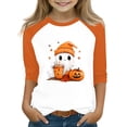 thumbnail image 1 of Abcomgle Girls Halloween Shirts Size 7-8 Spooky Ghost Drinking Coffee Tee Shirts for Girls Crewneck 3/4 Raglan Sleeve T-Shirts for Girls Fall Funny Holiday Tee Top Girls,12-13 Years, 1 of 4