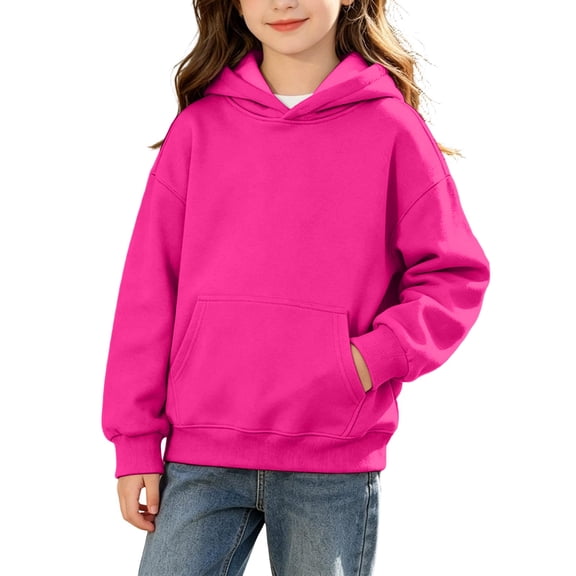 Abcomgle Girls Hoodies Size 10-12 Cute Solid Hooded Sweatshirts for Teen Girls Loose Long Sleeve Girls Pullover Top Casual Fall Clothes for Tween Girls with Pocket