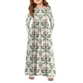 thumbnail image 1 of Abcomgle Girls Long Dress Size 7-8 Casual A-Line Long Sleeve Girls Long Dresses Vintage Floral Print Crew Neck Sundresses Holiday Swing Skirt with Pockets,Green, 1 of 5