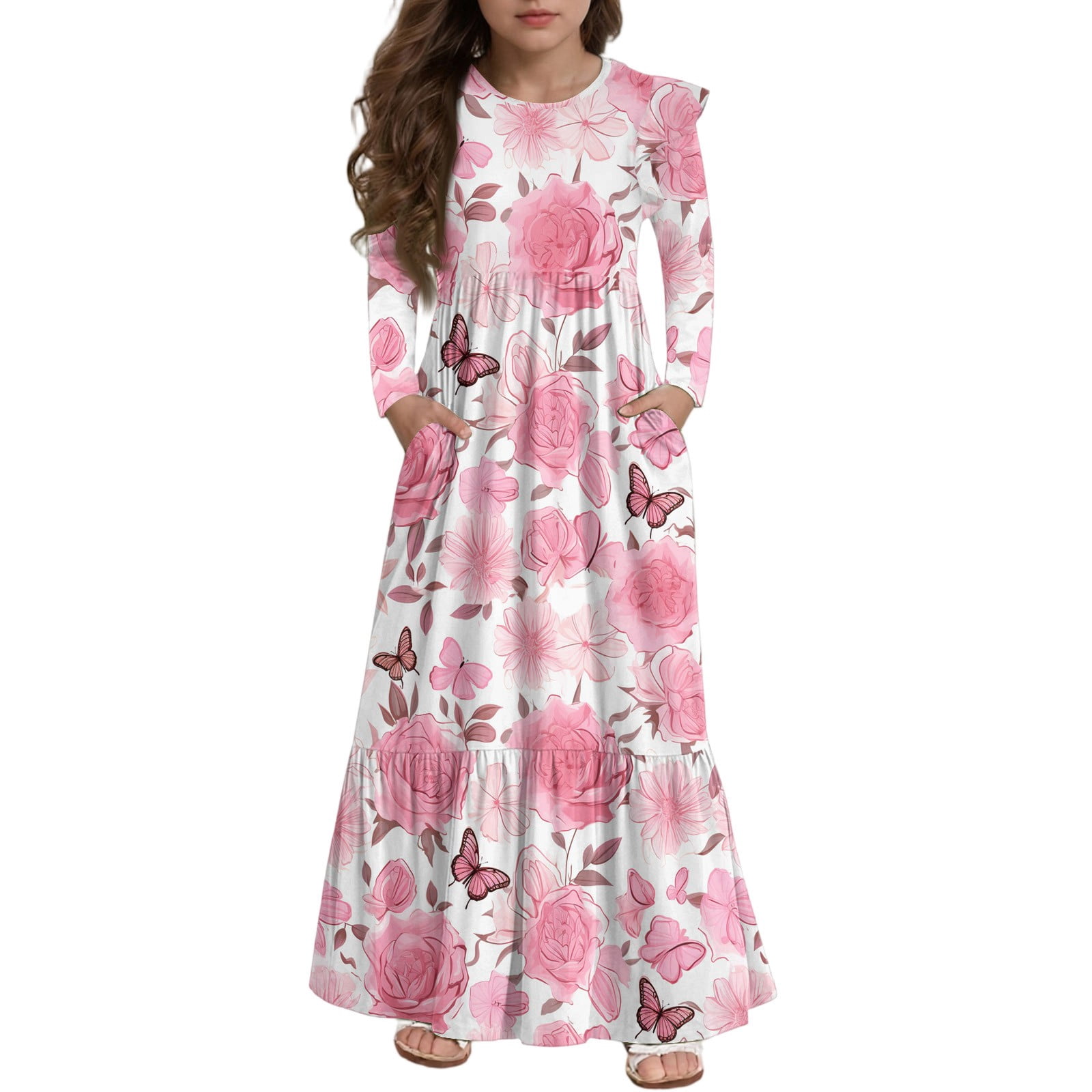 Robe Longue Sans Manches UM & Company - Taille 7-8 Ans - Marron Multicolore