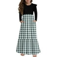 thumbnail image 1 of Abcomgle Girls Long Sleeve Dresses 10-12 Casual Patchwork Ruffle Sleeve Maxi Dress Plaid Sundresses Summer Crew Neck Tiered Dresses with Pockets,13-14 Years Sky Blue, 1 of 3