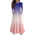 thumbnail image 1 of Abcomgle Girls Long Sleeve Dresses 8-9 Casual A-Line Ruffle Long Sleeve Girls Long Dresses Gradient Crew Neck Sundresses Tiered Dresses with Pockets,Royal Blue, 1 of 5