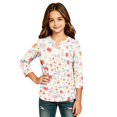 thumbnail image 1 of Abcomgle Girls Long Sleeve Shirts 10-12 Casual Floral Print Henley Button Tee for Girls Fall Basic Top for Girls Cute Girls Blouses, 1 of 5