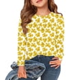 thumbnail image 1 of Abcomgle Girls Long Sleeve Shirts 10-12 Crewneck Fall Shirts for Kids Girls Casual Basic Girls Tops Trendy Floral Print Girls Blouses 9-10 Years,Yellow, 1 of 6
