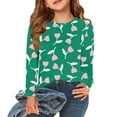 thumbnail image 1 of Abcomgle Girls Long Sleeve Shirts 7-8 Trendy Tulip Print Crewneck T-Shirts for Kids Girls Winter Basic Top for Girls Trendy Blouses for Girls 7-8 Years,Army Green, 1 of 6