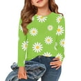 thumbnail image 1 of Abcomgle Girls Long Sleeve T Shirts Size 6-7 Crewneck Fall Shirts for Kids Girls Casual Basic Top for Girls Loose Daisy Flower Print Blouses for Girls 6-7 Years,Green, 1 of 6