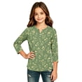 thumbnail image 1 of Abcomgle Girls Long Sleeve T Shirts Size 6-7 Trendy Vintage Floral Print Henley Button T-Shirts for Kids Girls Winter Basic Girls Tops Cotton Girls Blouses, 1 of 5
