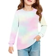 thumbnail image 1 of Abcomgle Girls Long Sleeve Tops 10-12 Casual Tie Dye Crewneck Tshirts for Girls Winter Basic Top for Girls Trendy Girls Sweatshirts with Pocket, 1 of 5