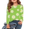 thumbnail image 1 of Abcomgle Girls Shirts Long Sleeve 7-8 Casual Daisy Flower Print Crewneck Shirts for Girls Winter Basic Girls Tops Loose Blouses for Girls 9-10 Years,Green, 1 of 6