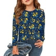 thumbnail image 1 of Abcomgle Girls Long Sleeve Tops 7-16 Casual Floral Print Crewneck T-Shirts for Girls Fall Basic Girls Tops Cute Blouses for Girls 7-8 Years,Black, 1 of 6