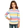 thumbnail image 1 of Abcomgle Girls Long Sleeve Tops 7-16 Casual Rainbow Striped Henley Button Tshirts for Girls Fall Basic Girls Tops Trendy Blouses for Girls, 1 of 5