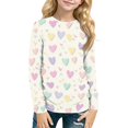 thumbnail image 1 of Abcomgle Girls Long Sleeve Tops 7-16 Crewneck Winter T Shirts for Girls Trendy Basic Top for Girls Trendy Love Heart Girls Sweatshirts, 1 of 5