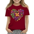 thumbnail image 1 of Abcomgle Girls Mardi Gras Shirts 5t Carnival Bownot Love Heart Shirts for Kids Crewneck Short Sleeve Shirts for Kids Girls Spring Funny Parade Blouses for Girls, 1 of 3