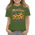 thumbnail image 1 of Abcomgle Girls Mardi Gras Shirts Size 14 Carnival 2026 Mardi Gras Tshirts for Kids Crewneck Short Sleeve Shirts for Kids Girls Spring Funny Holiday Blouses for Girls, 1 of 4