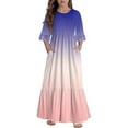 thumbnail image 1 of Abcomgle Girls Maxi Dresses 10-12 Casual A-Line 3/4 Sleeve Maxi Dress Gradient Crew Neck Sundresses Tiered Loose Dresses with Pockets,9-10 Years Pink, 1 of 5