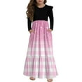 thumbnail image 1 of Abcomgle Girls Maxi Dresses 10-12 Casual Patchwork Ruffle Long Sleeve Girls Long Dresses Plaid Crew Neck Sundresses Loose Tiered Dresses with Pockets,5-6 Years Pink, 1 of 5