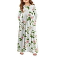 thumbnail image 1 of Abcomgle Girls Maxi Dresses 7-8 Casual A-Line Long Sleeve Girls Long Dresses Vintage Floral Print Crew Neck Sundresses Swing Dresses with Pockets,Green, 1 of 5