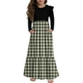 thumbnail image 1 of Abcomgle Girls Maxi Dresses 7-8 Casual Patchwork Ruffle Long Sleeve Maxi Dress Plaid Crew Neck Sundresses Holiday Tiered Dresses with Pockets,4-5 Years Army Green, 1 of 3