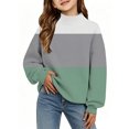 thumbnail image 1 of Abcomgle Girls Mock Neck Sweatshirt Oversized Colorblock Long Sleeve Girls Pullover Sweatshirt Cotton Sweaters for Teens Comfort Fall Back To School Outfits for Teen Girls, 1 of 4
