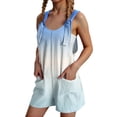 thumbnail image 1 of Abcomgle Girls Overall Shorts 10-12 Casual Sleeveless Cotton Linen Short Jumpsuits Kids Gradient Adjustable Strap Overalls for Girls Summer Clothes with Pockets 9-10 Years,Light Blue, 1 of 5