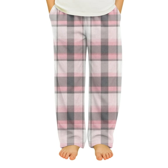 Abcomgle Girls Plaid Pajama Pants Size 10-12 Fleece Flannel Girls Pajama Pants Winter Elastic Waist Pj Pants Kids Loose Girl Christmas Outfit with Pockets