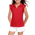 thumbnail image 1 of Abcomgle Girls Ruffle Short Sleeve Polo Shirts V-Neck Collared Girls Golf Shirt Quick Dry Athletic Sports Girls Uniform Shirts, 1 of 6
