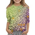 thumbnail image 1 of Abcomgle Girls Shirts 10-12 Crewneck 3/4 Sleeve Daisy Flower Sunflower Print Tops Summer Trendy Cotton Toddler Girls T-Shirts Cute Girls Blouse, 1 of 5