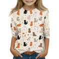 thumbnail image 1 of Abcomgle Girls Shirts 10-12 Crewneck Cat Graphic Girls Shirts 3/4 Sleeve Toddler Girls T-Shirts Summer Cute Cotton Tee Tops Girls, 1 of 5