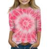 thumbnail image 1 of Abcomgle Girls Shirts 10-12 Summer 3/4 Sleeve Tshirt Tie Dye Tshirts Toddler Casual Crewneck Cotton Linen Toddler Tops Girls,6-7 Years, 1 of 4