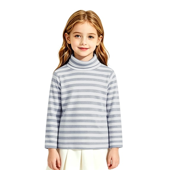 Abcomgle Girls Shirts Long Sleeve 10-12 Casual Striped Colorblock Turtleneck Shirts for Girls Winter Basic Girls Tops Warm Girls Layer Top