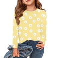 thumbnail image 1 of Abcomgle Girls Shirts Long Sleeve 10-12 Crewneck Fall T Shirts for Girls Casual Basic Top for Girls Cotton Daisy Flower Print Girls Blouses 9-10 Years,Earthy Yellow, 1 of 6