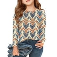 thumbnail image 1 of Abcomgle Girls Shirts Long Sleeve 10-12 Crewneck Fall T-Shirts for Girls Trendy Basic Top for Girls Loose Boho Ethnic Girls Blouses 6-7 Years,Brown, 1 of 6