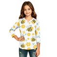thumbnail image 1 of Abcomgle Girls Shirts Long Sleeve 7-8 Trendy Bee Graphic Henley Button T-Shirts for Kids Girls Winter Basic Top for Girls Loose Girls Sweatshirts, 1 of 5
