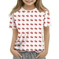 thumbnail image 1 of Abcomgle Girls Shirts Size 14-16 Crewneck Short Sleeve Cherry Print Toddler Tops Girls Summer Fashion Cotton Cartoon Tshirt Cute Girls Blouse 2-3 Years,Red, 1 of 5