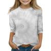 Abcomgle Girls Shirts Size 7-8 Crewneck 3/4 Sleeve Tie Dye Tops Summer Casual Cotton Linen Toddler Girls T-Shirts Cute Girls Blouse,9-10 Years