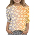 thumbnail image 1 of Abcomgle Girls Shirts Summer 3/4 Sleeve Girls Shirts Daisy Flower Print Tshirt Fashion Crewneck Cotton Toddler Tops Girls, 1 of 5