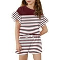 thumbnail image 1 of Abcomgle Girls Short Sets Size 7-8 Girls 2 Piece Outfits Floral Print Ruffle Sleeve T-Shirts and Elastic Waist Shorts Cute Trendy Girls Shorts Set 4-5 Years,Wine, 1 of 5