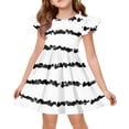 thumbnail image 1 of Abcomgle Girls Spring Dresses Size 10-12 Kids Casual A-Line Flutter Sleeve Tshirt Dresses Striped Pleated Crew Neck Swing Sundresses for 4-14t Kids,White, 1 of 4